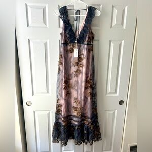 NWT Sundance Lace Embroidered Cardinal Floral Maxi Dress